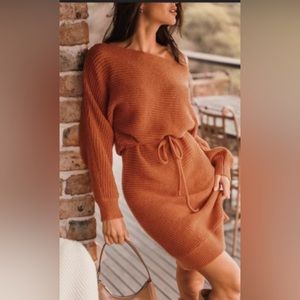 Orange Knit Cupshe Tie Dress